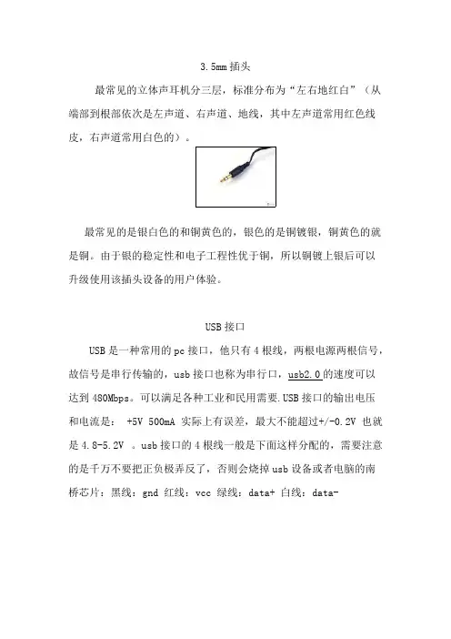 (完整版)各种接口针脚定义大全,推荐文档