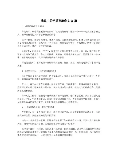 我眼中的平民英雄作文10篇