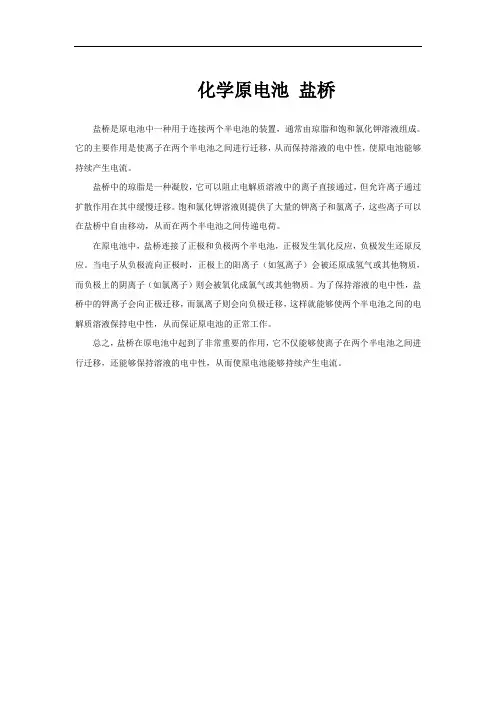 化学原电池 盐桥