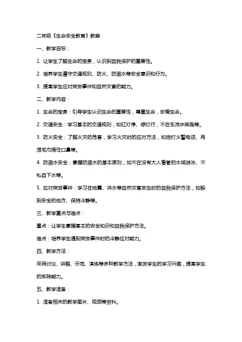 二年级《生命安全教育》教案