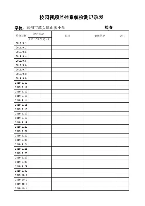 2019秋3j校园视频监控系统检查记录表