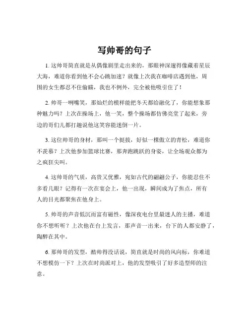 写帅哥的句子