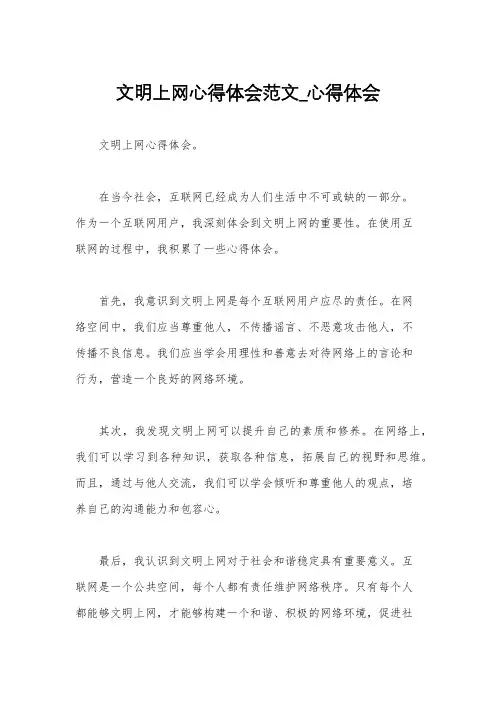 文明上网心得体会范文_心得体会