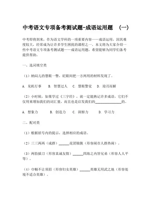 中考语文专项备考测试题-成语运用题  (一)