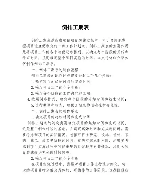 倒排工期表