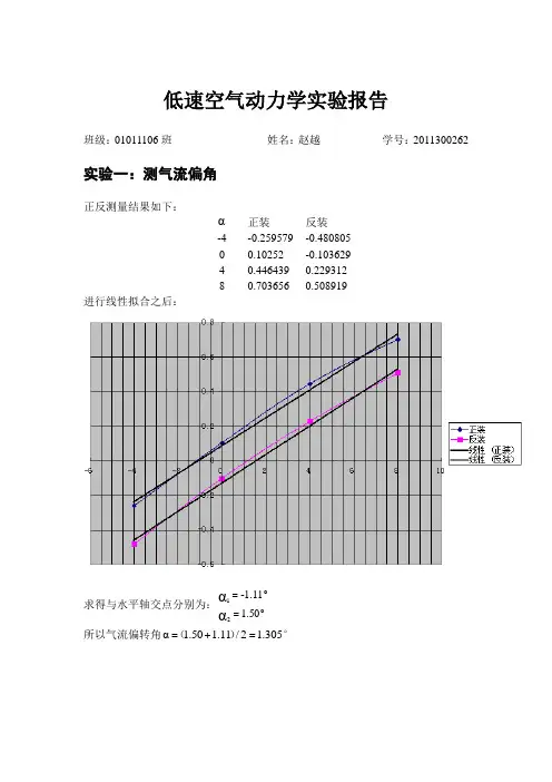 低速空气动力学实验报告