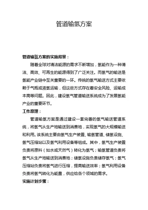 管道输氢方案(二)