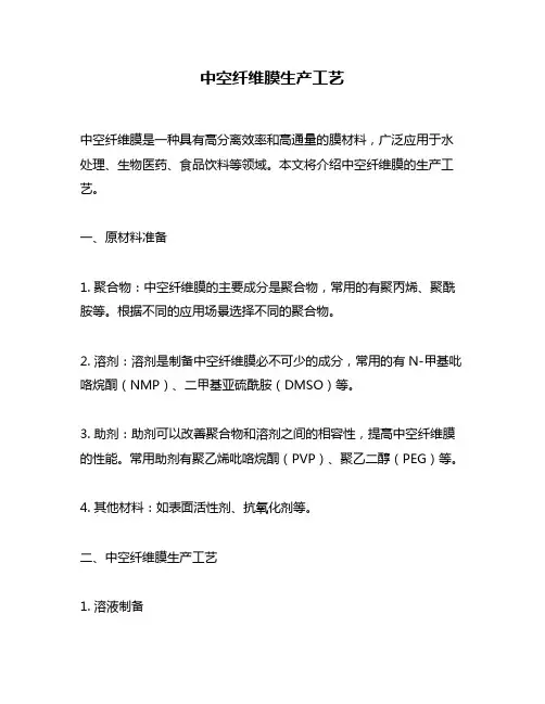 中空纤维膜生产工艺