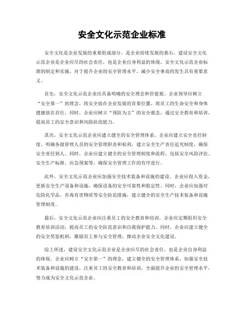 安全文化示范企业标准