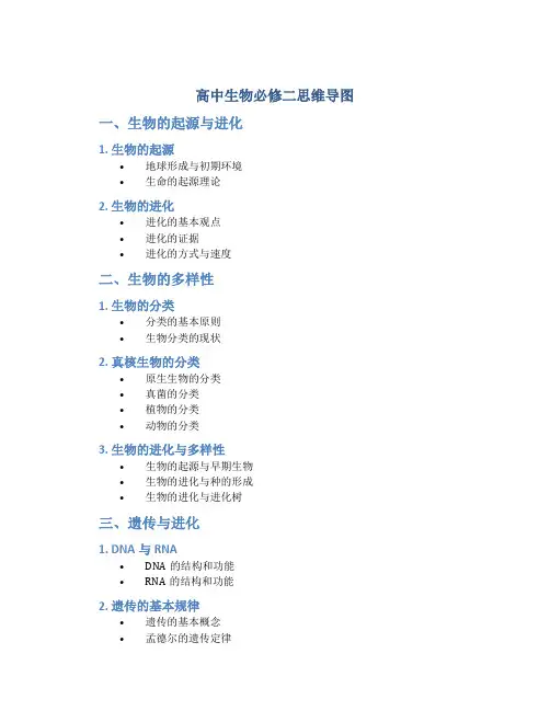 高中生物必修二思维导图