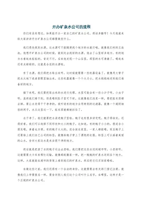 开办矿泉水公司的流程