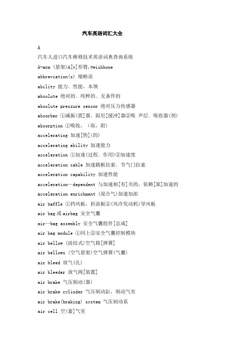 (完整版)汽车英语词汇大全