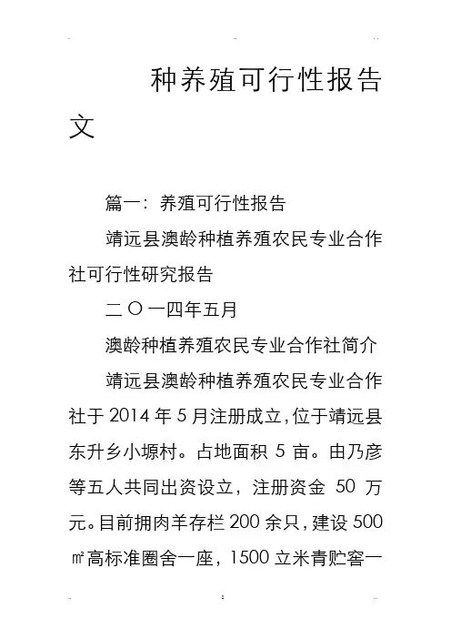 种养殖可行性报告范文