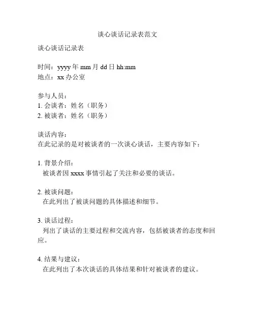 谈心谈话记录表范文