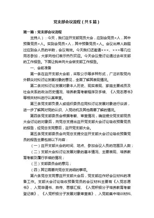 党支部会议流程（共5篇）