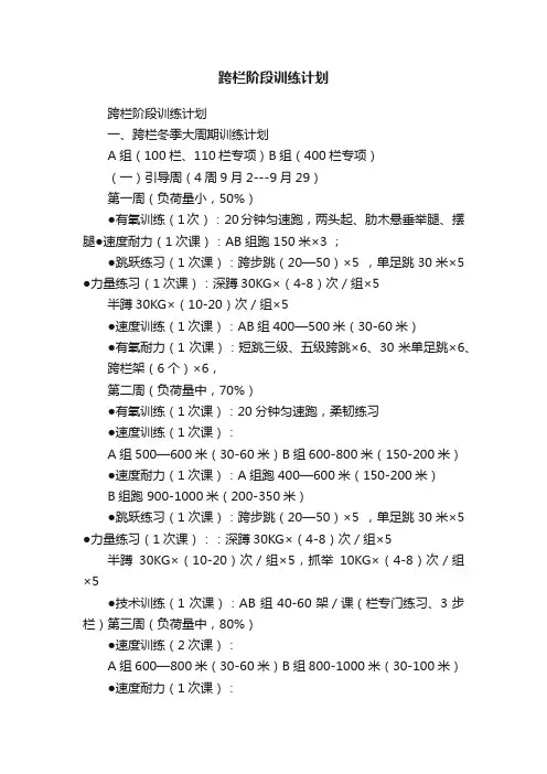 跨栏阶段训练计划