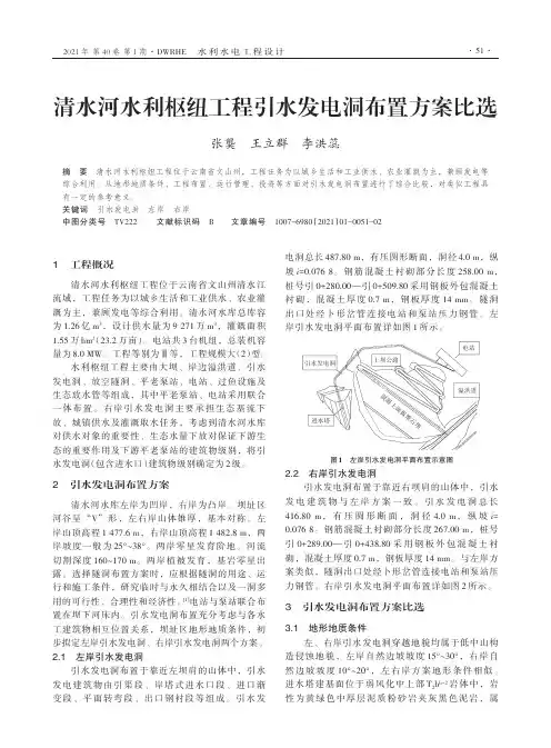 清水河水利枢纽工程引水发电洞布置方案比选