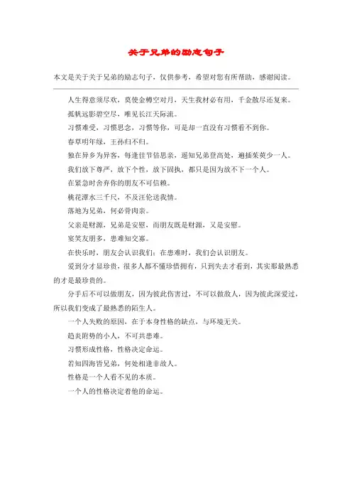 关于兄弟的励志句子