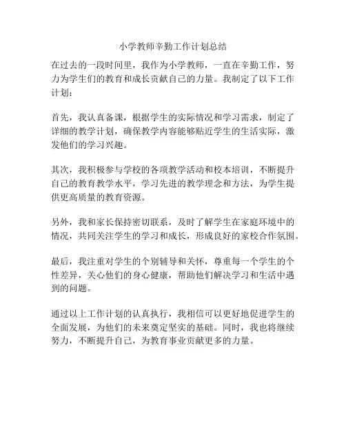 小学教师辛勤工作计划总结