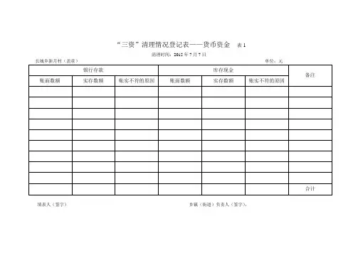 农村三资清理整顿登记表