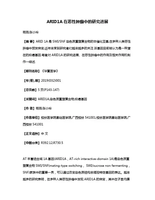 ARID1A在恶性肿瘤中的研究进展