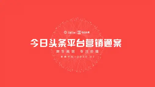 2020今日头条平台营销通案