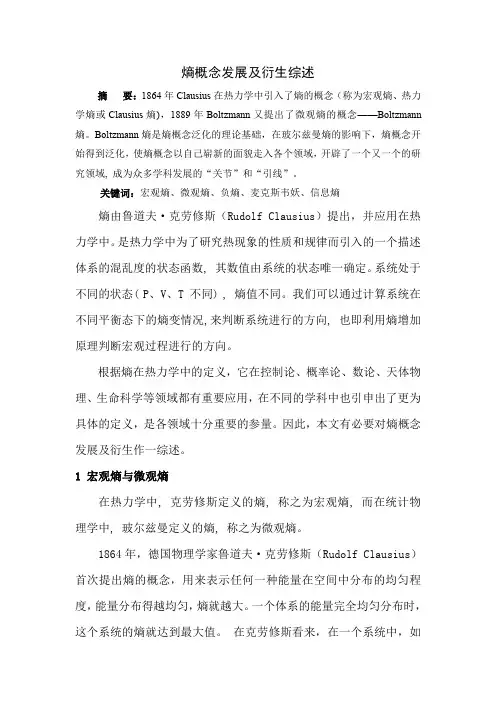 熵概念发展及衍生综述