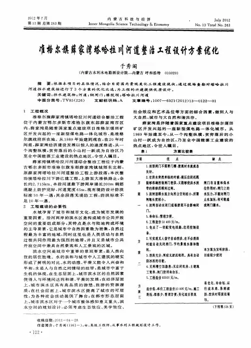 准格尔旗薛家湾塔哈拉川河道整治工程设计方案优化