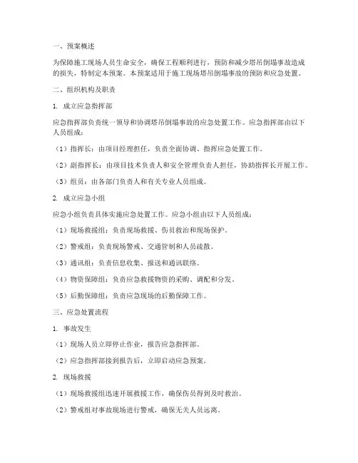 塔吊倒塌事故应急预案