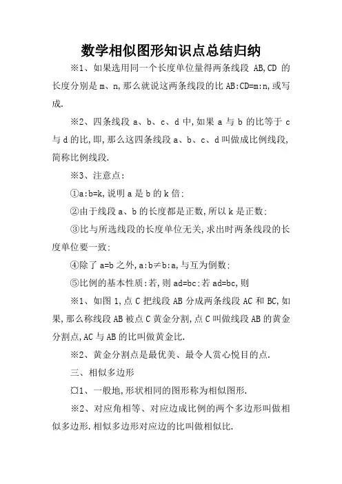 数学相似图形知识点总结归纳