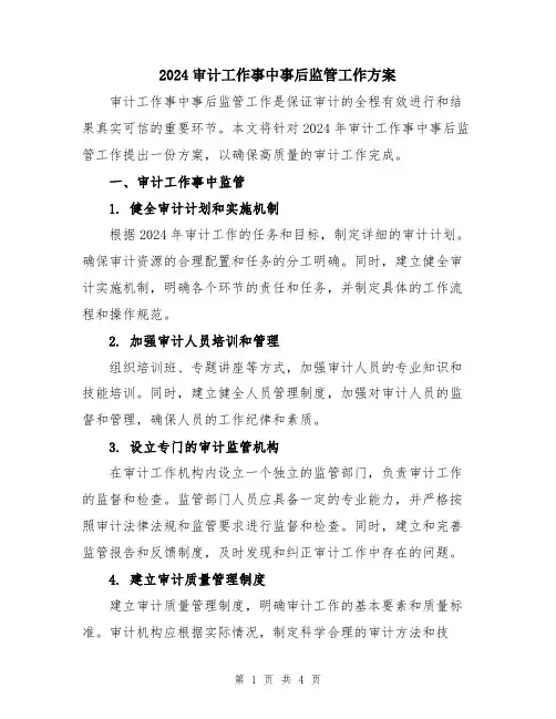 2024审计工作事中事后监管工作方案
