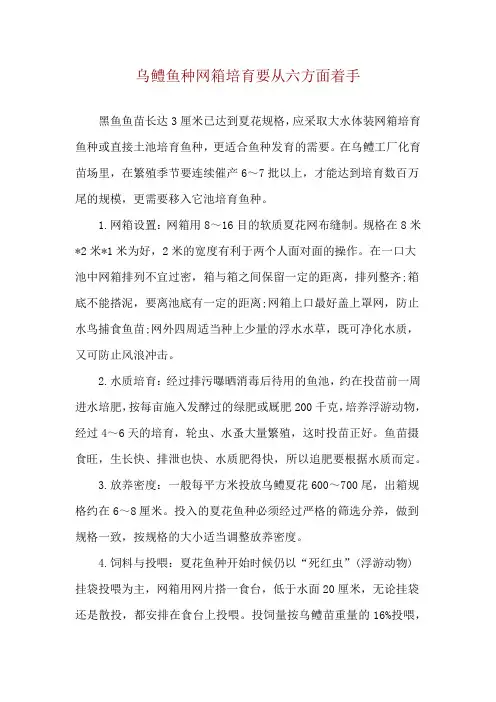 乌鳢鱼种网箱培育要从六方面着手