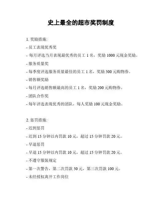 史上最全的超市奖罚制度