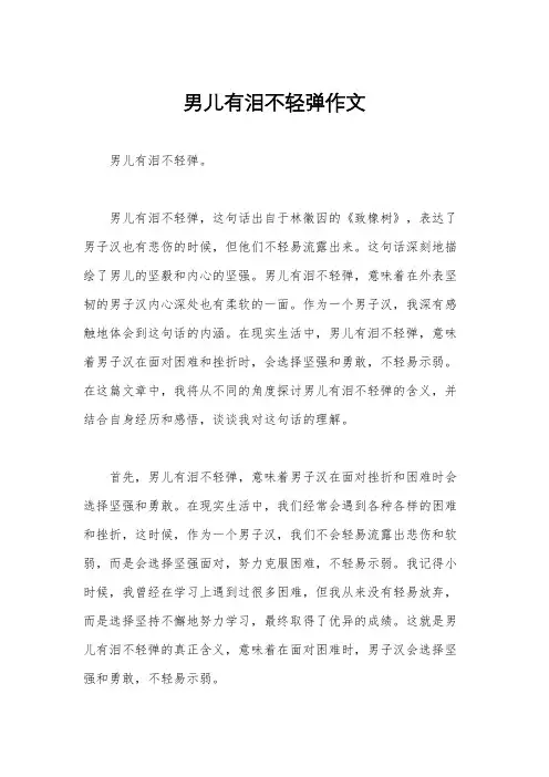 男儿有泪不轻弹作文