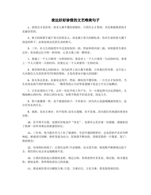表达好好珍惜的文艺唯美句子