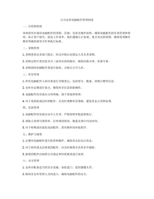 公司仓库电脑配件管理制度
