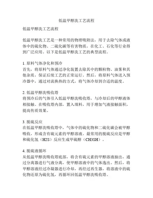 低温甲醇洗工艺流程