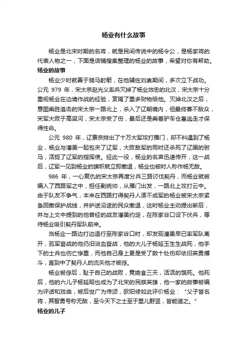 杨业有什么故事