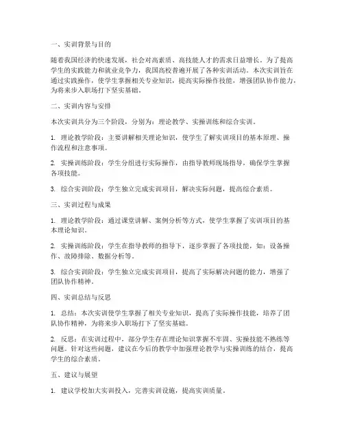 实训报告书摘要