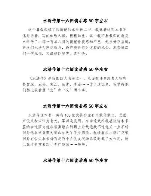 水浒传第十六回读后感50字左右