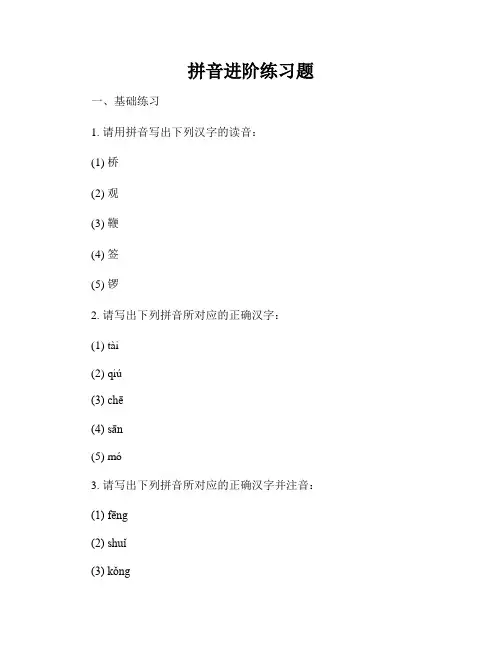 拼音进阶练习题