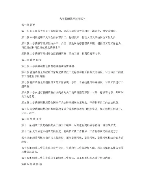 大学薪酬管理制度范本