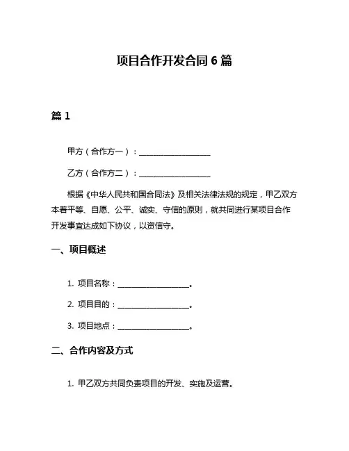 项目合作开发合同6篇