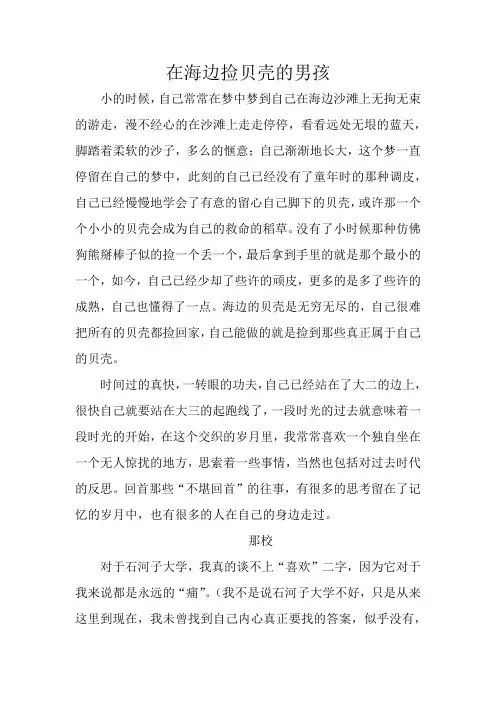 海边捡贝壳的小男孩