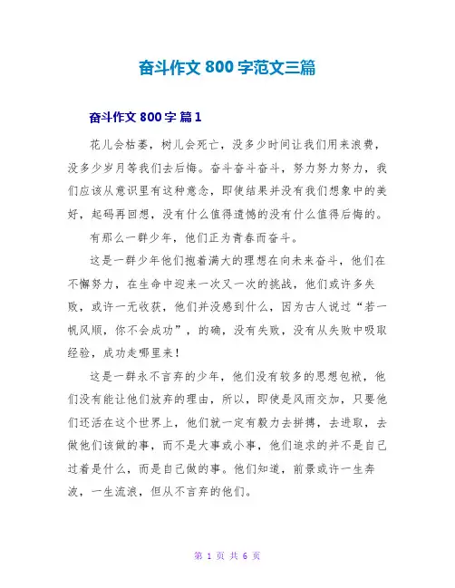 奋斗作文800字范文三篇
