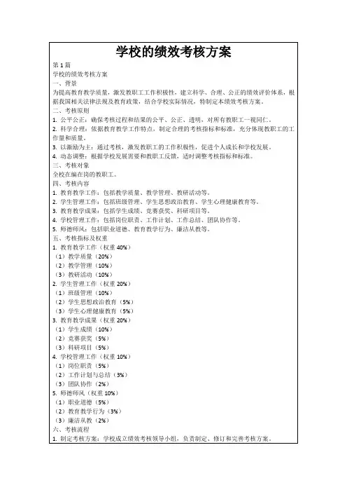 学校的绩效考核方案