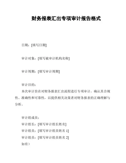 财务报表汇出专项审计报告格式