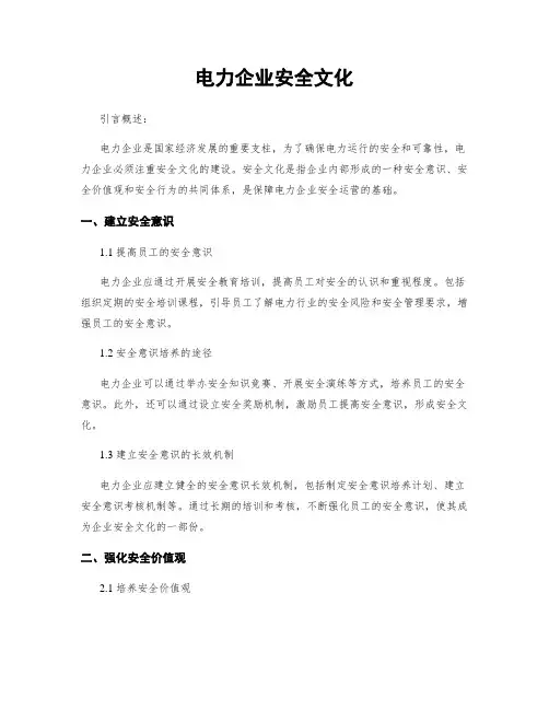 电力企业安全文化