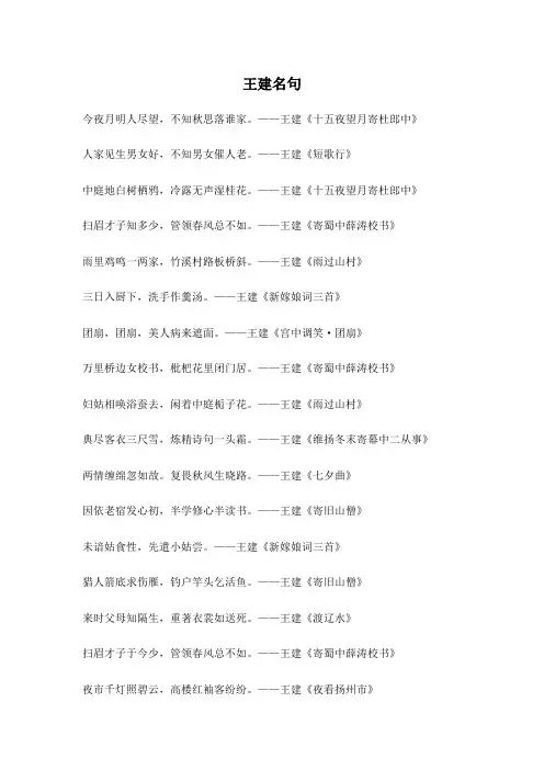 王建名句 