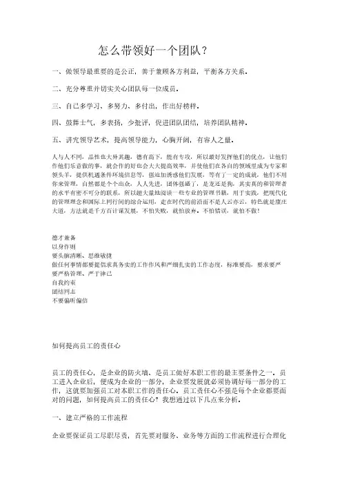 怎么领导好一个团队
